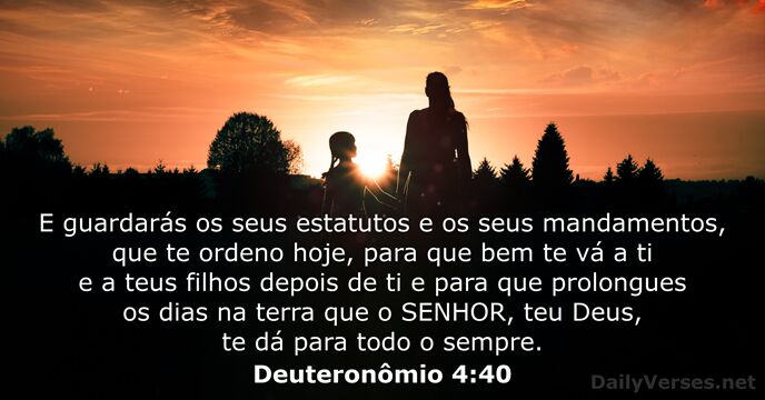 E guardarás os seus estatutos e os seus mandamentos, que te ordeno… Deuteronômio 4:40