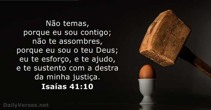 Não temas, porque eu sou contigo; não te assombres, porque eu sou… Isaías 41:10