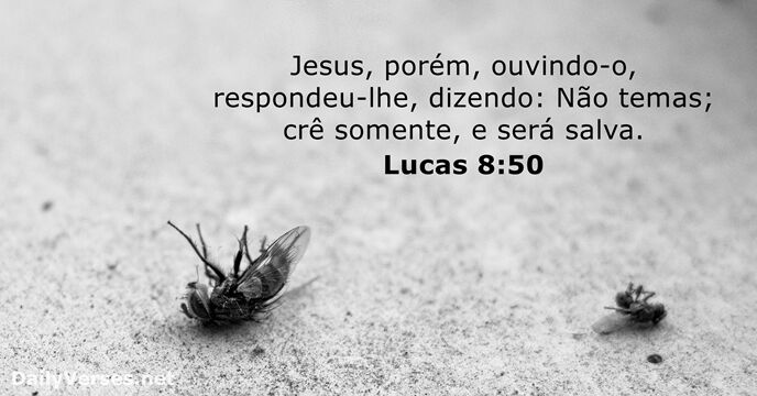 Jesus, porém, ouvindo-o, respondeu-lhe, dizendo: Não temas; crê somente, e será salva. Lucas 8:50