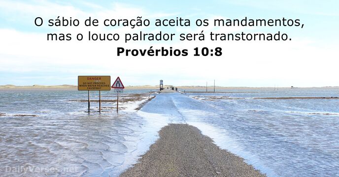 O sábio de coração aceita os mandamentos, mas o louco palrador será transtornado. Provérbios 10:8