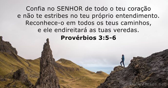 Confia no SENHOR de todo o teu coração e não te estribes… Provérbios 3:5-6