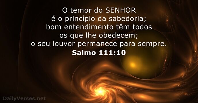 O temor do SENHOR é o princípio da sabedoria; bom entendimento têm… Salmo 111:10