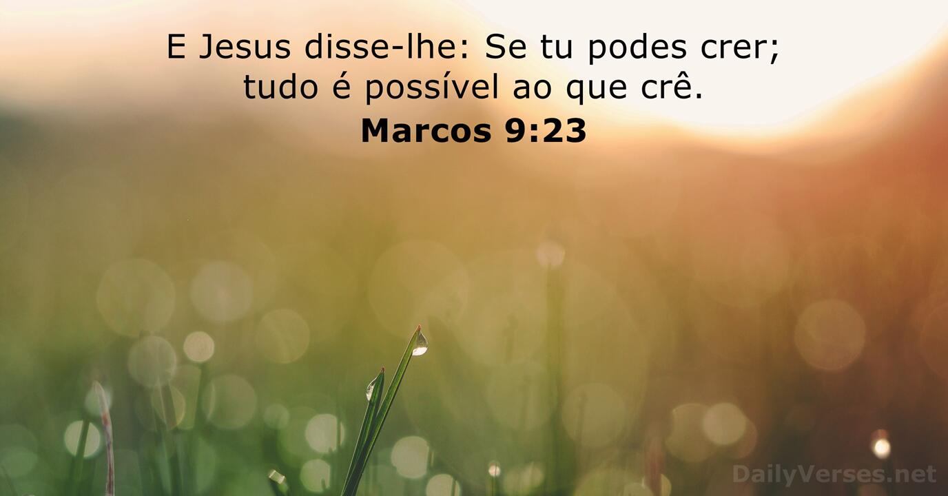 Mensagem do Dia: E Jesus disse-lhe: Se tu podes crer, tudo é possível ao  que crê. Marcos 9:23