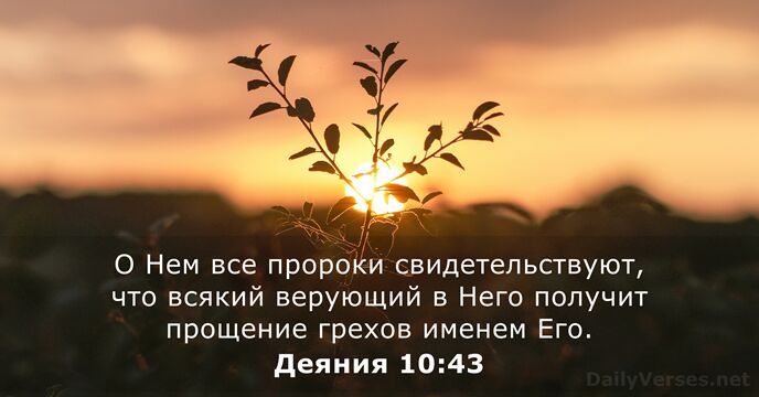 О Нем все пророки свидетельствуют, что всякий верующий в Него получит прощение… Деяния 10:43