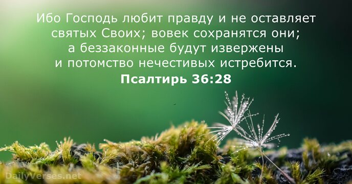 Ибо Господь любит правду и не оставляет святых Своих; вовек сохранятся они… Псалтирь 36:28