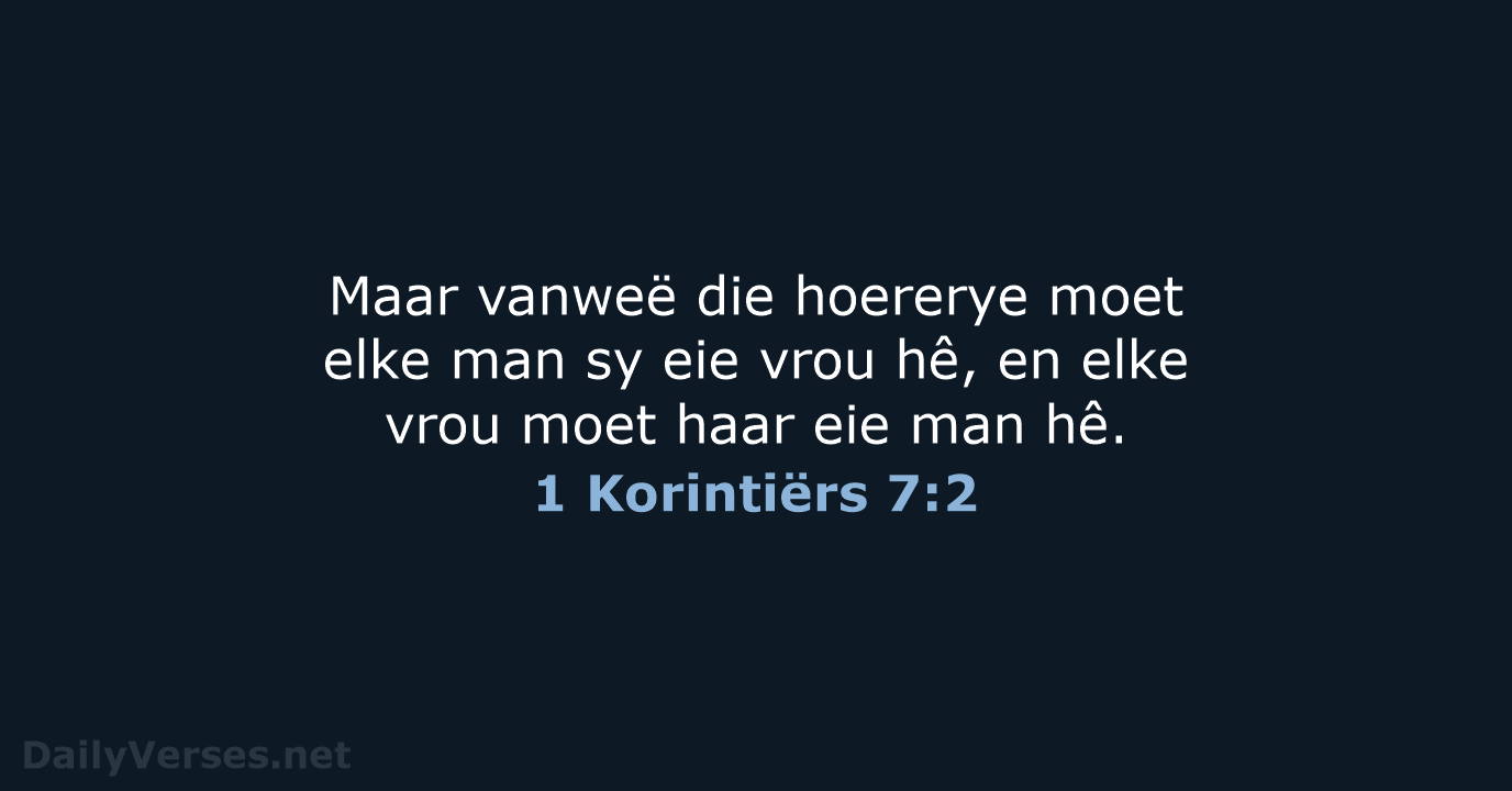 1 Korintiërs 7:2 - AFR53