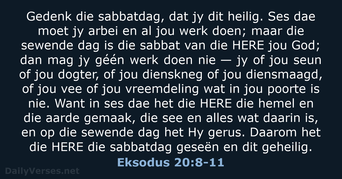 Eksodus 20:8-11 - AFR53