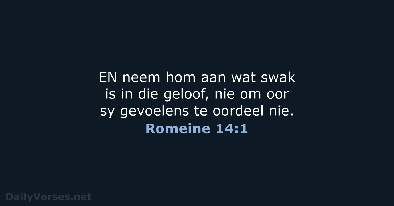 Romeine 14:1 - AFR53