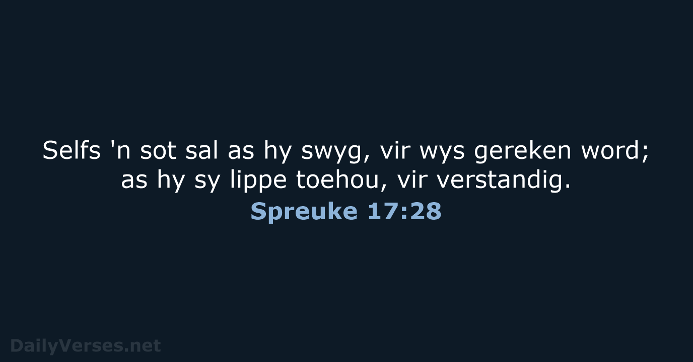 Spreuke 17:28 - AFR53