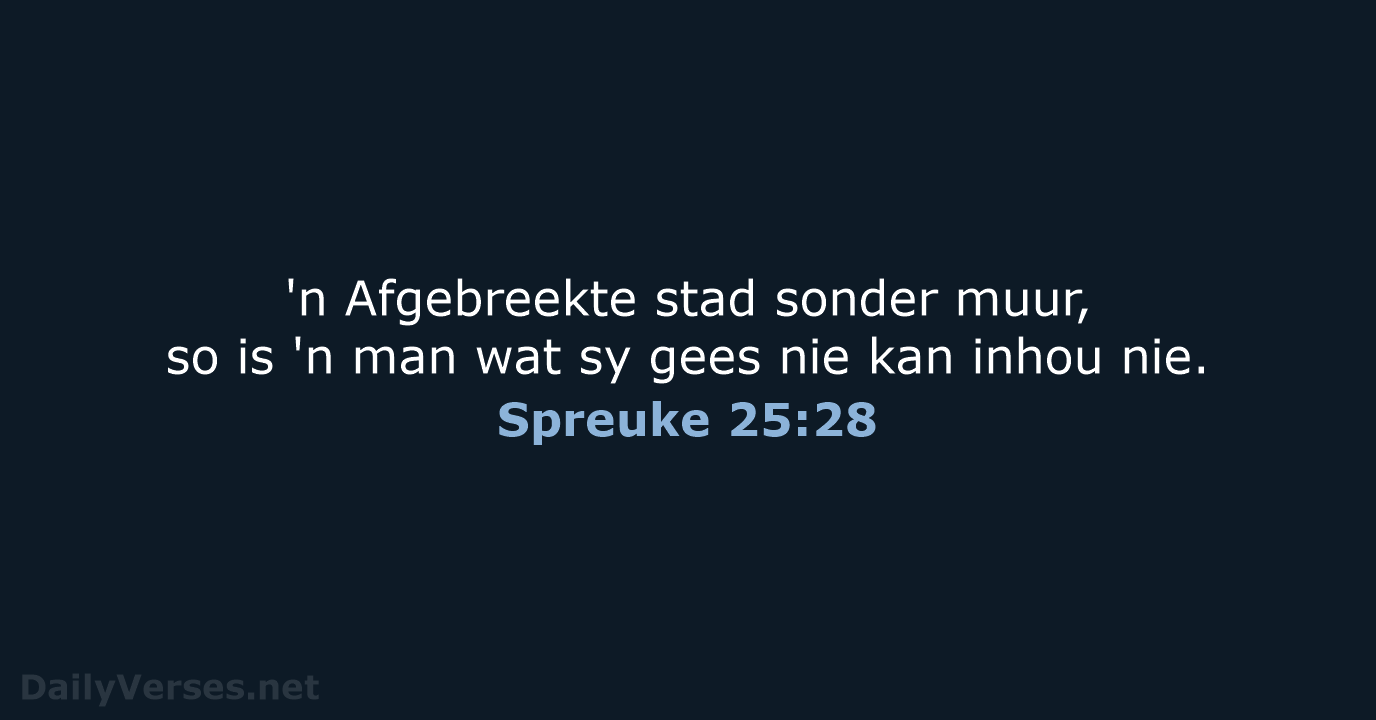 Spreuke 25:28 - AFR53