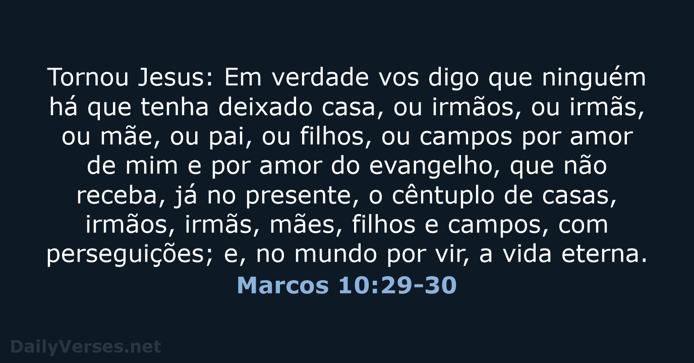 Marcos 10:29-30 - ARA