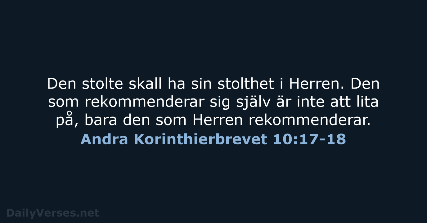 Andra Korinthierbrevet 10:17-18 - B2000