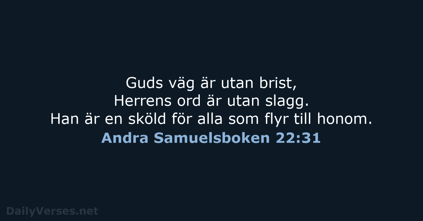 Guds väg är utan brist, Herrens ord är utan slagg. Han är… Andra Samuelsboken 22:31