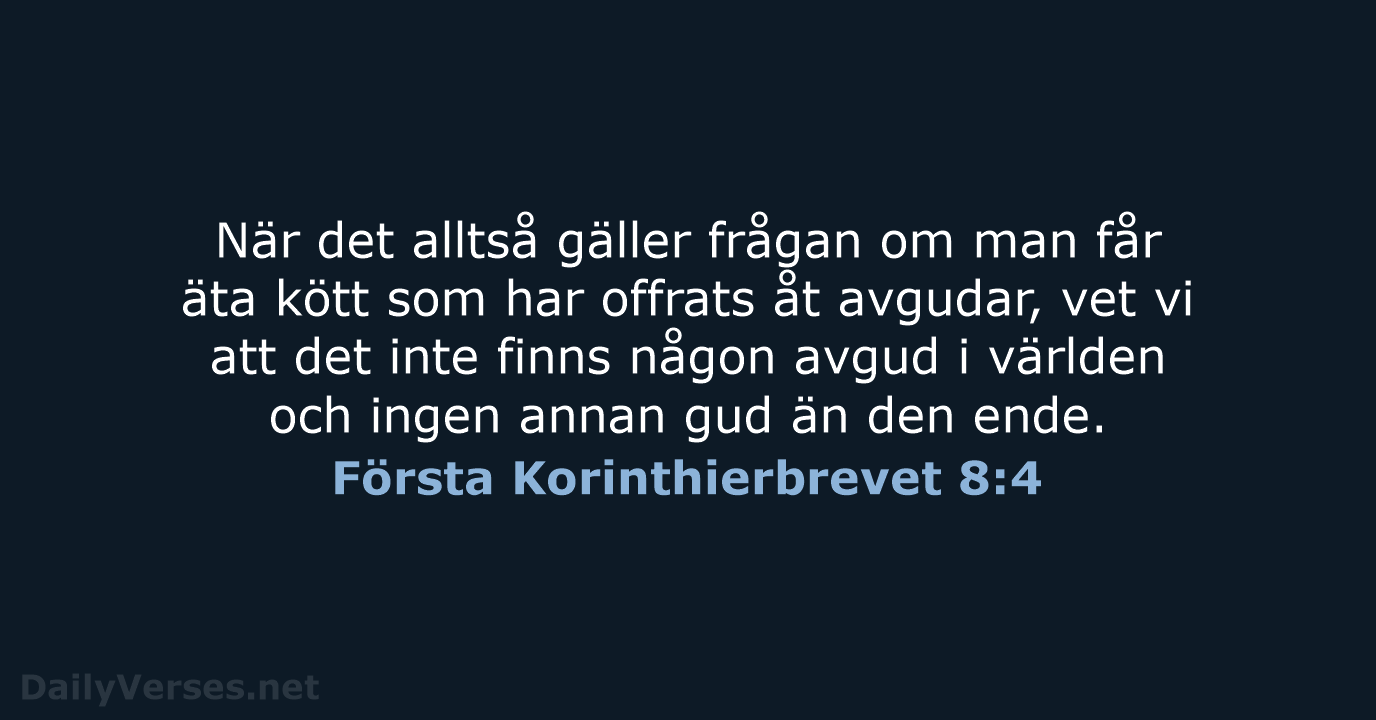 Första Korinthierbrevet 8:4 - B2000