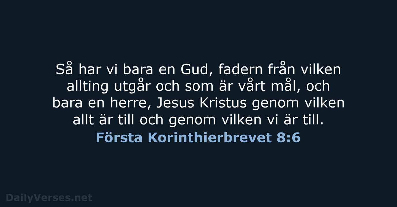 Så har vi bara en Gud, fadern från vilken allting utgår och… Första Korinthierbrevet 8:6