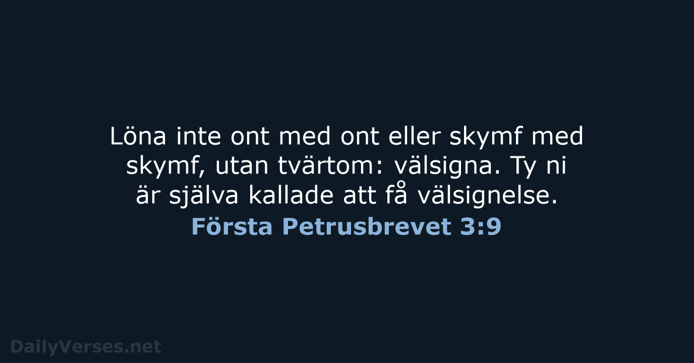 Första Petrusbrevet 3:9 - B2000