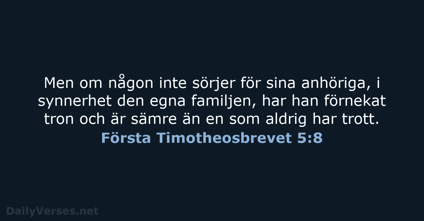 Första Timotheosbrevet 5:8 - B2000