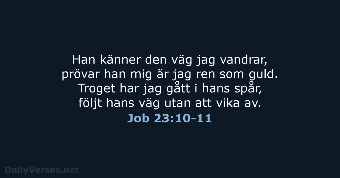 Han känner den väg jag vandrar, prövar han mig är jag ren… Job 23:10-11