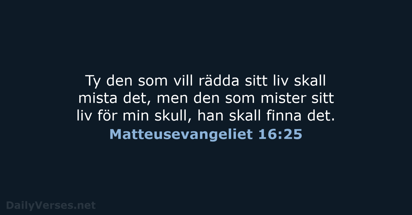 Matteusevangeliet 16:25 - B2000