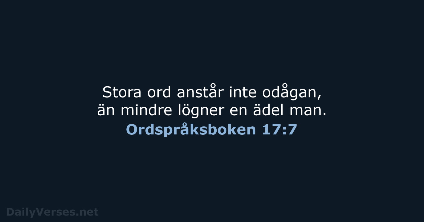 Ordspråksboken 17:7 - B2000