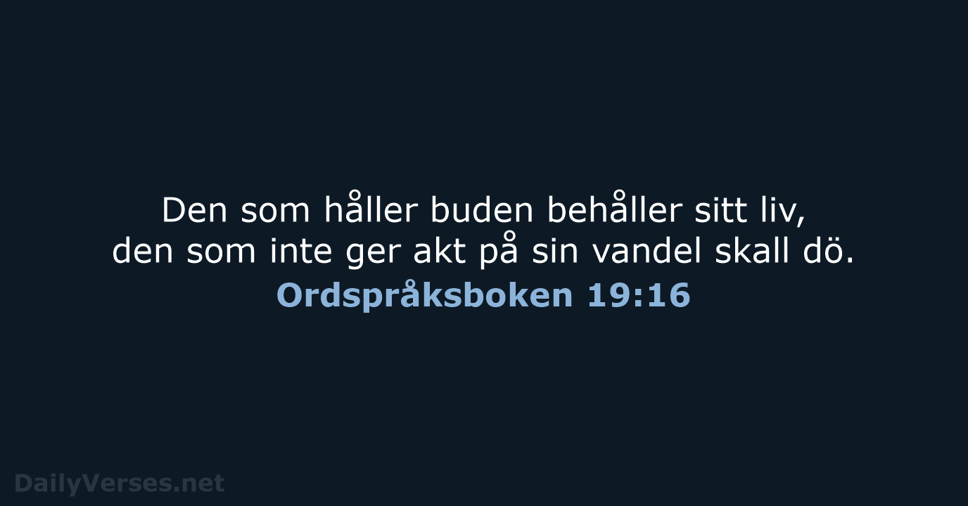 Ordspråksboken 19:16 - B2000