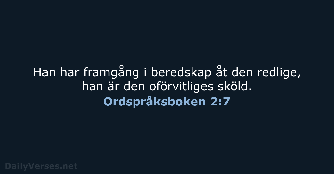 Ordspråksboken 2:7 - B2000