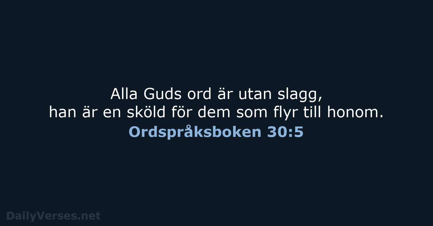 Alla Guds ord är utan slagg, han är en sköld för dem… Ordspråksboken 30:5