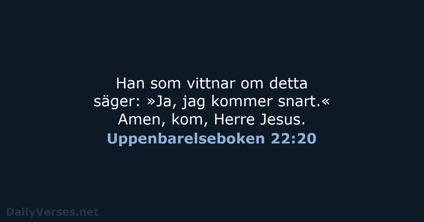 Uppenbarelseboken 22:20 - B2000