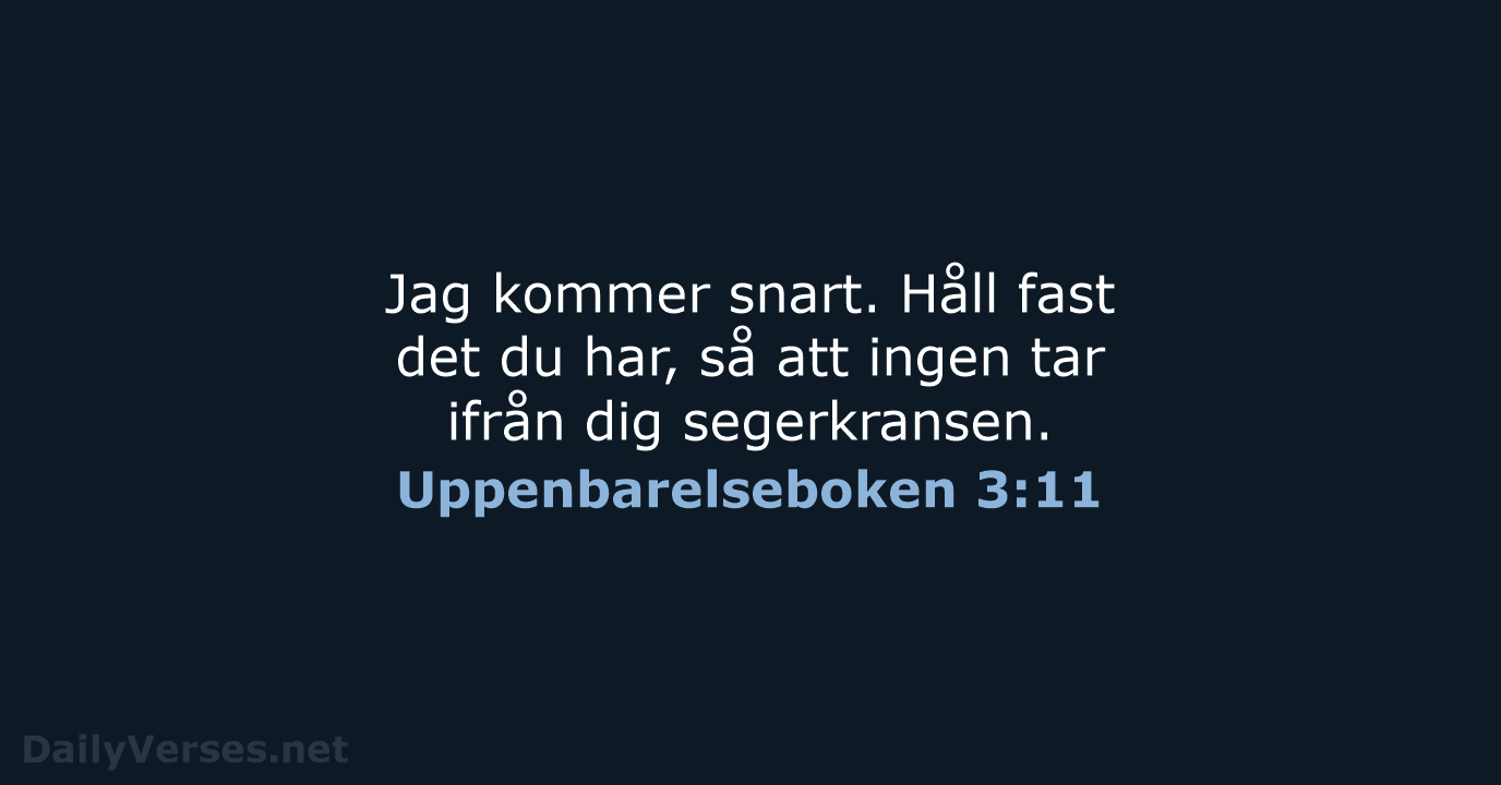 Uppenbarelseboken 3:11 - B2000
