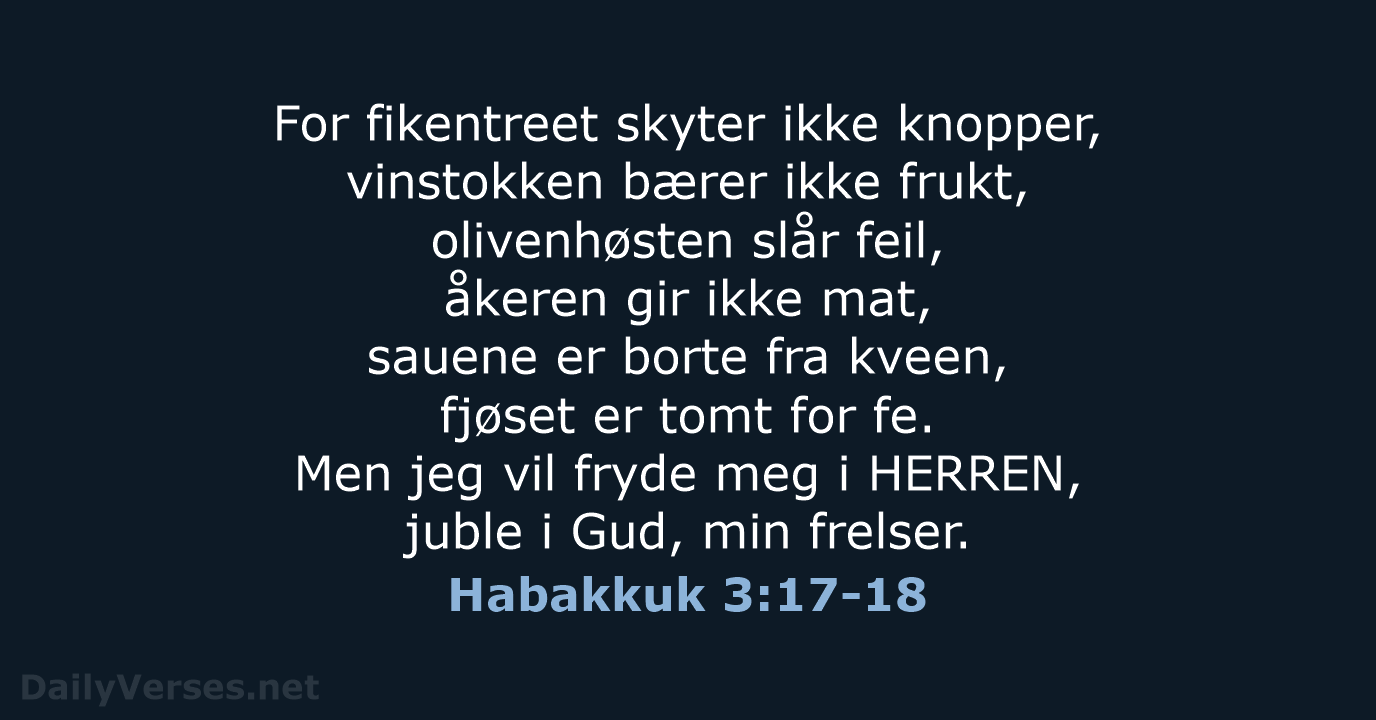For fikentreet skyter ikke knopper, vinstokken bærer ikke frukt, olivenhøsten slår feil… Habakkuk 3:17-18