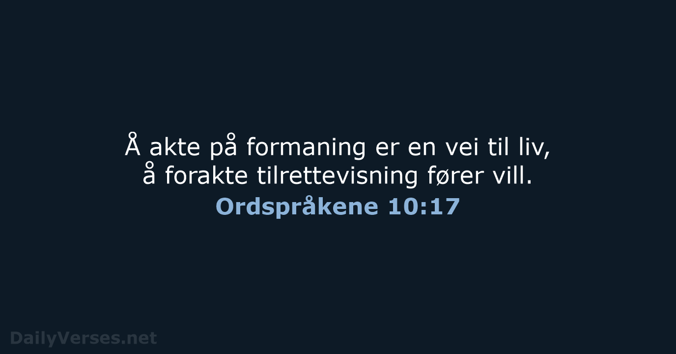 Ordspråkene 10:17 - B2024