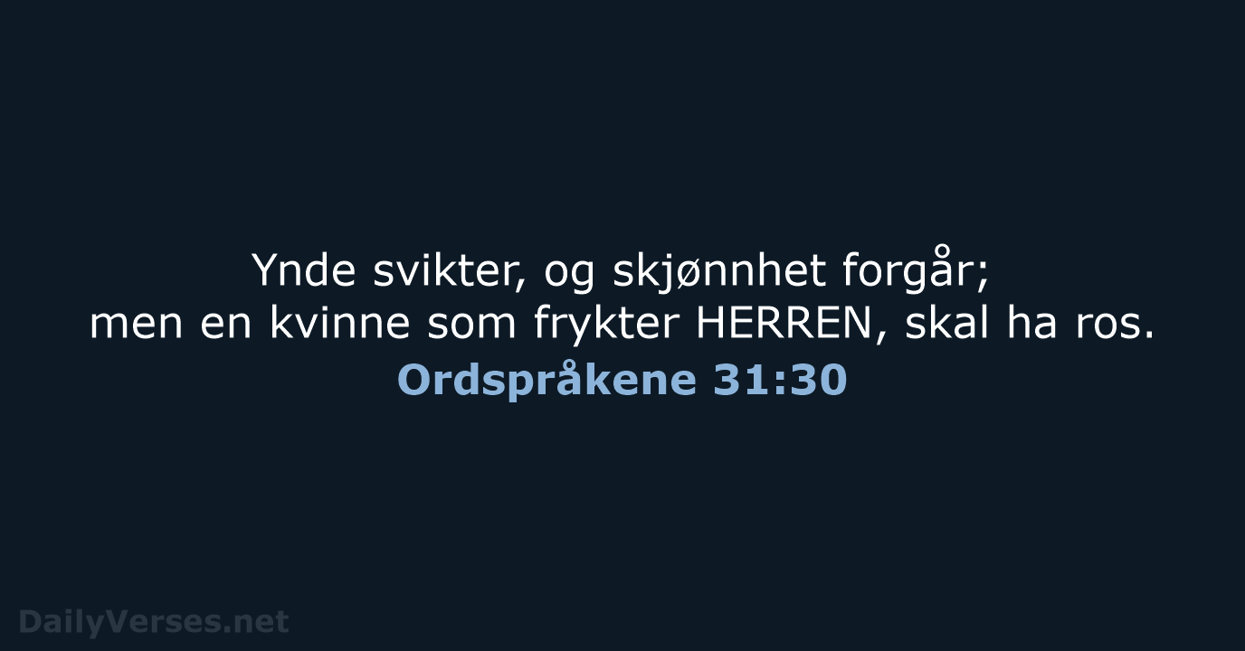 Ordspråkene 31:30 - B2024