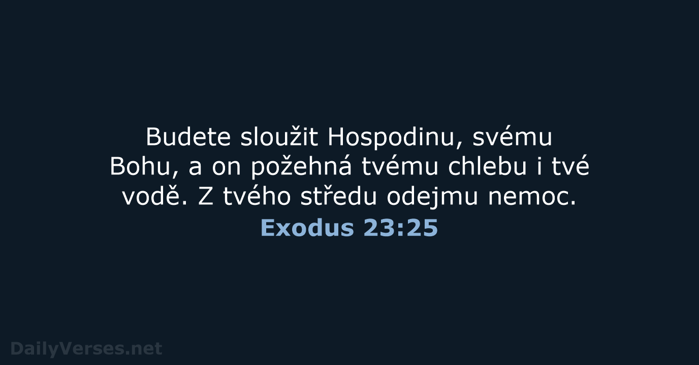 Budete sloužit Hospodinu, svému Bohu, a on požehná tvému chlebu i tvé… Exodus 23:25