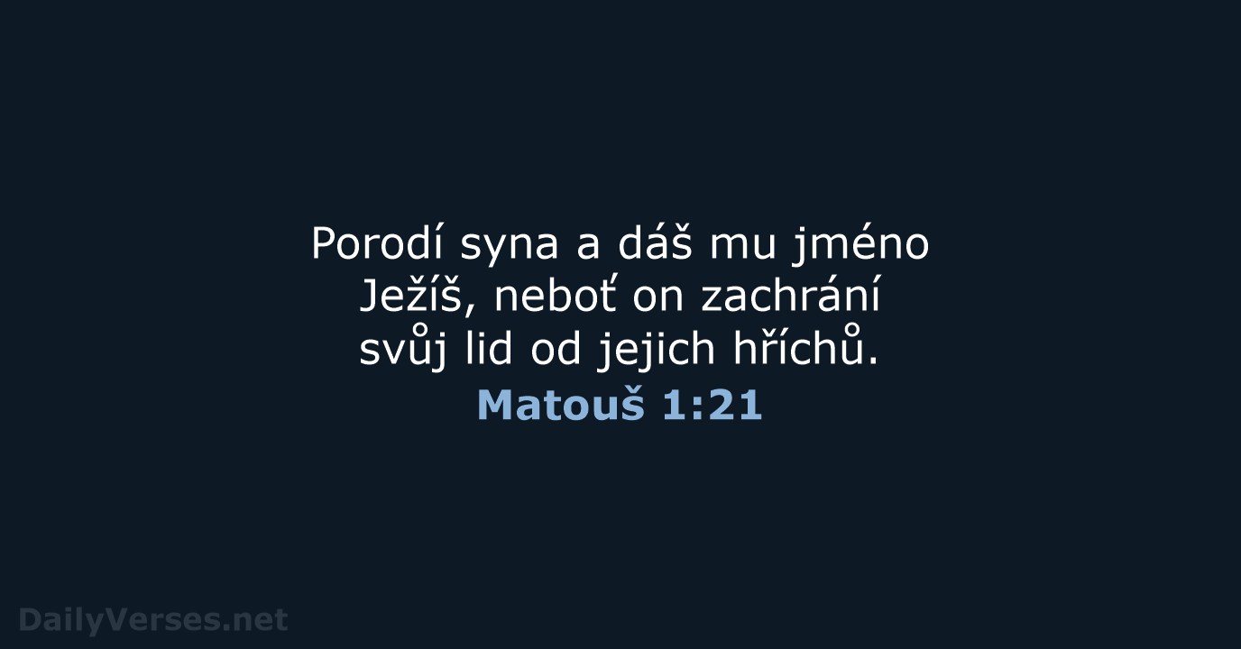 Porodí syna a dáš mu jméno Ježíš, neboť on zachrání svůj lid… Matouš 1:21
