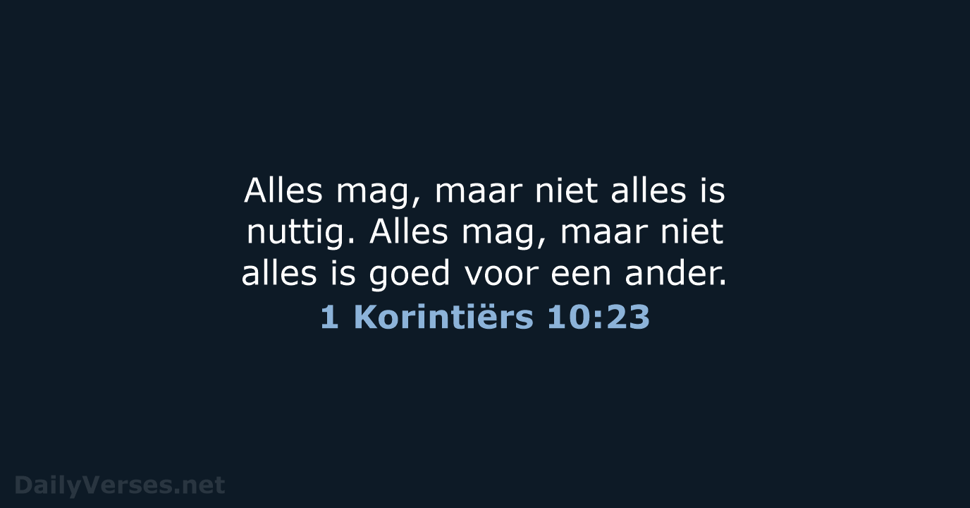 1 Korintiërs 10:23 - BB