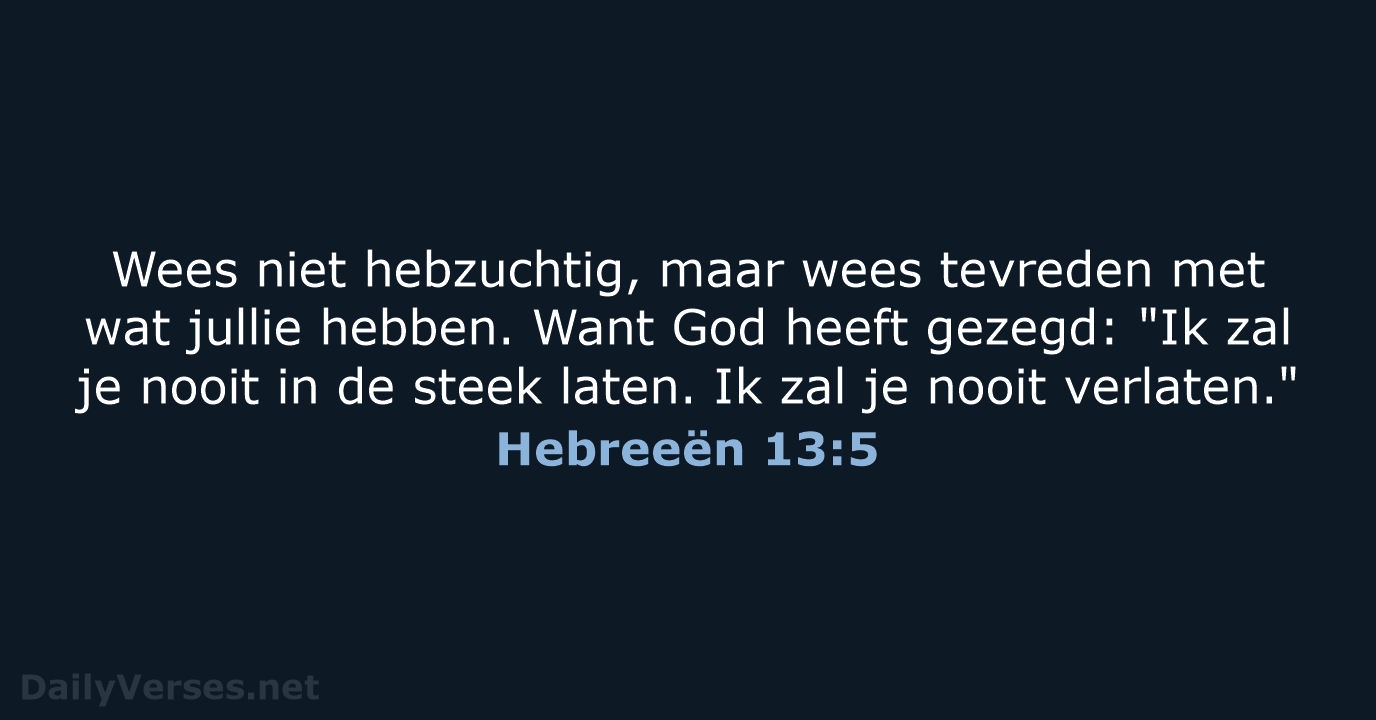 Hebreeën 13:5 - BB