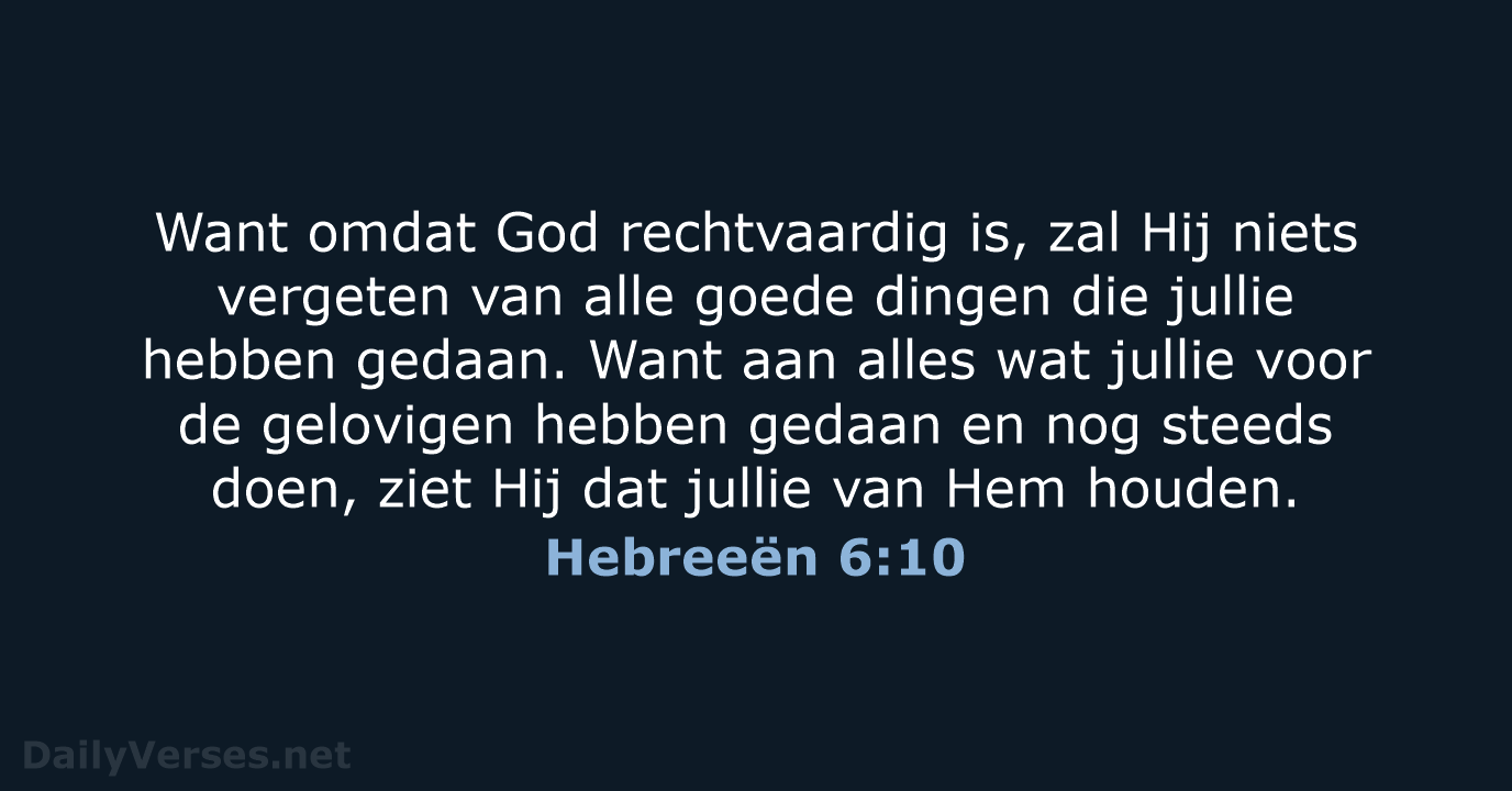 Hebreeën 6:10 - BB