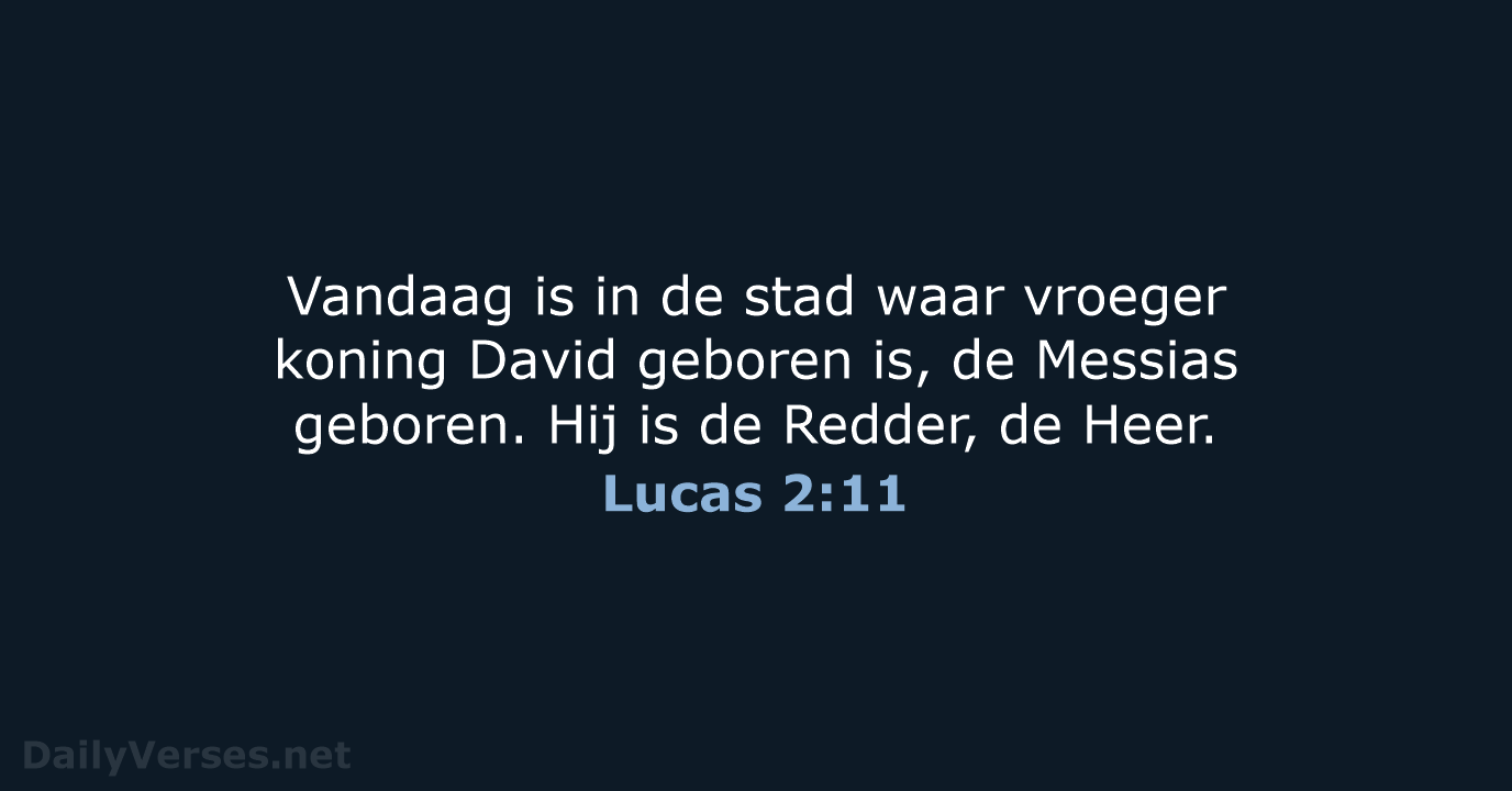 Vandaag is in de stad waar vroeger koning David geboren is, de… Lucas 2:11