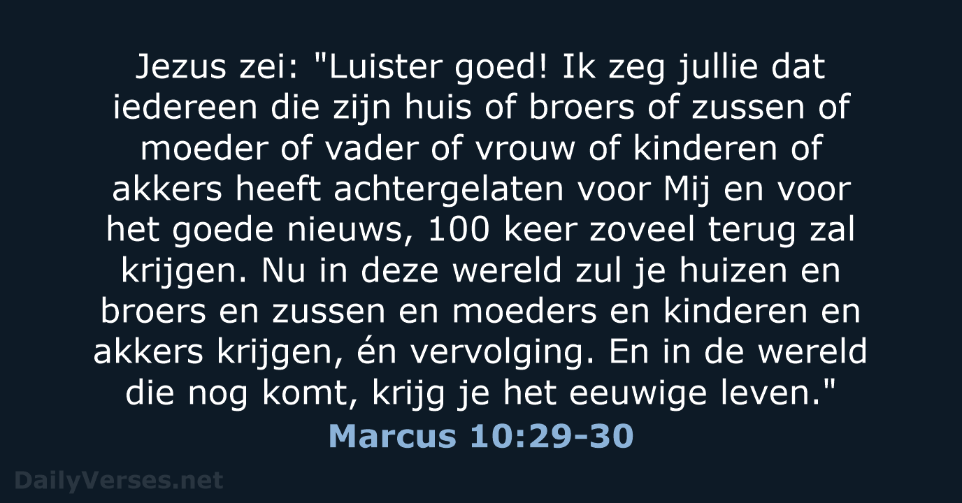 Marcus 10:29-30 - BB