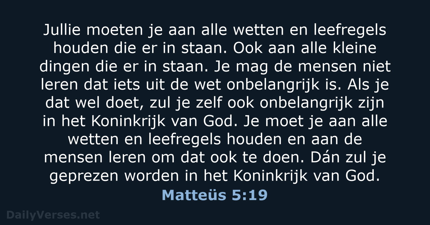Matteüs 5:19 - BB