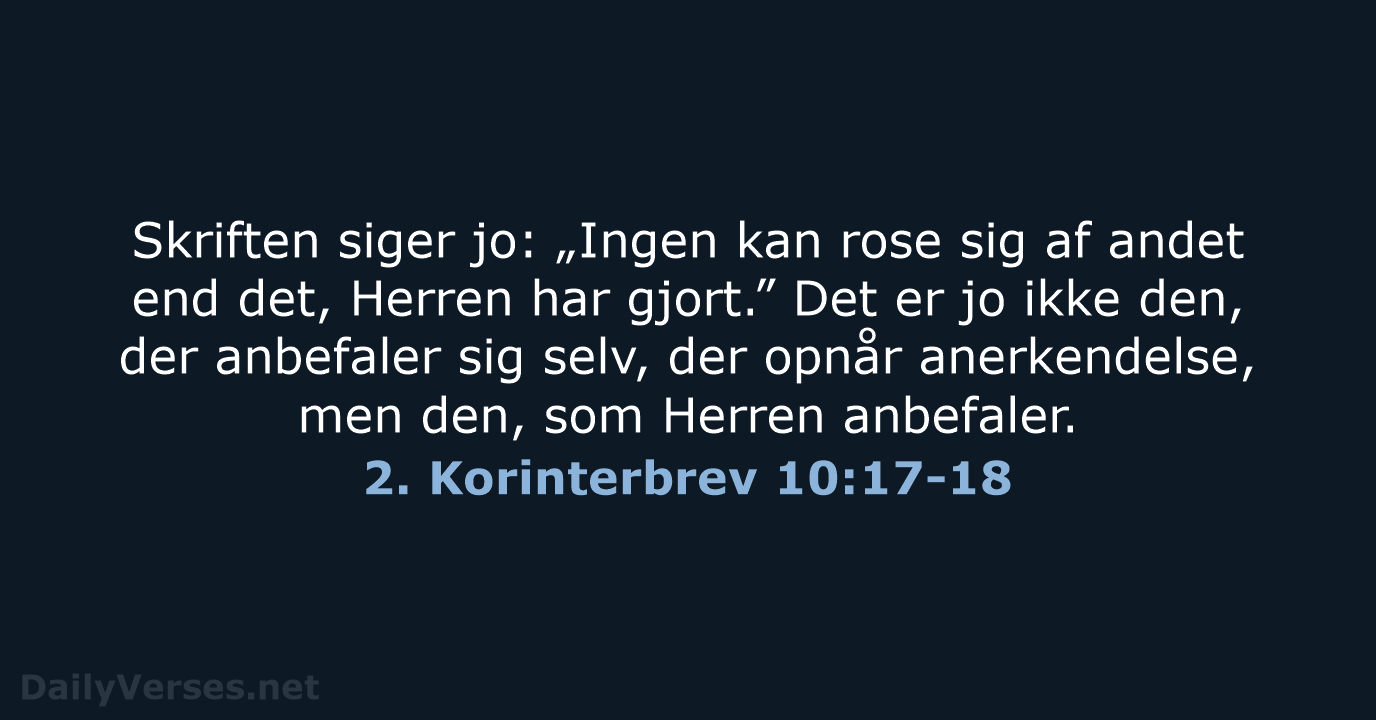 2. Korinterbrev 10:17-18 - BDAN