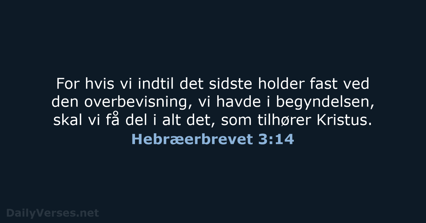 Hebræerbrevet 3:14 - BDAN