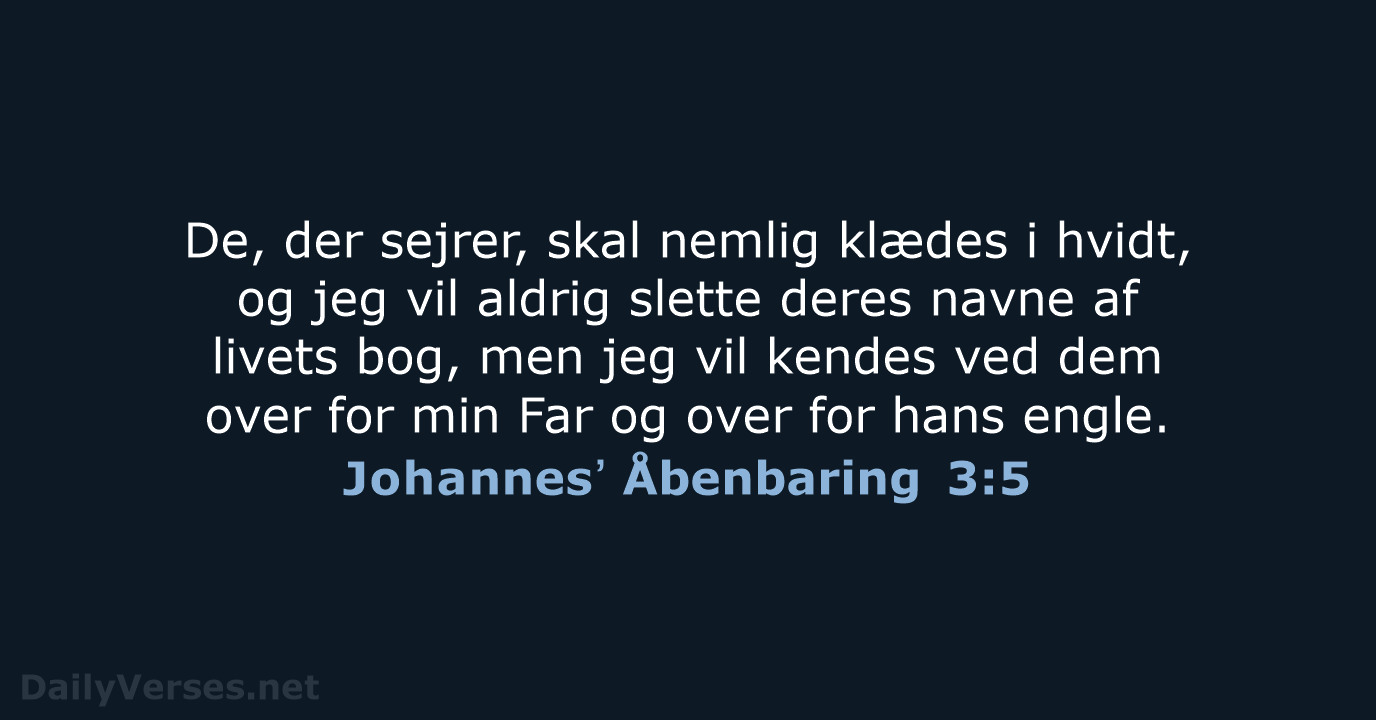 Johannesʼ Åbenbaring 3:5 - BDAN