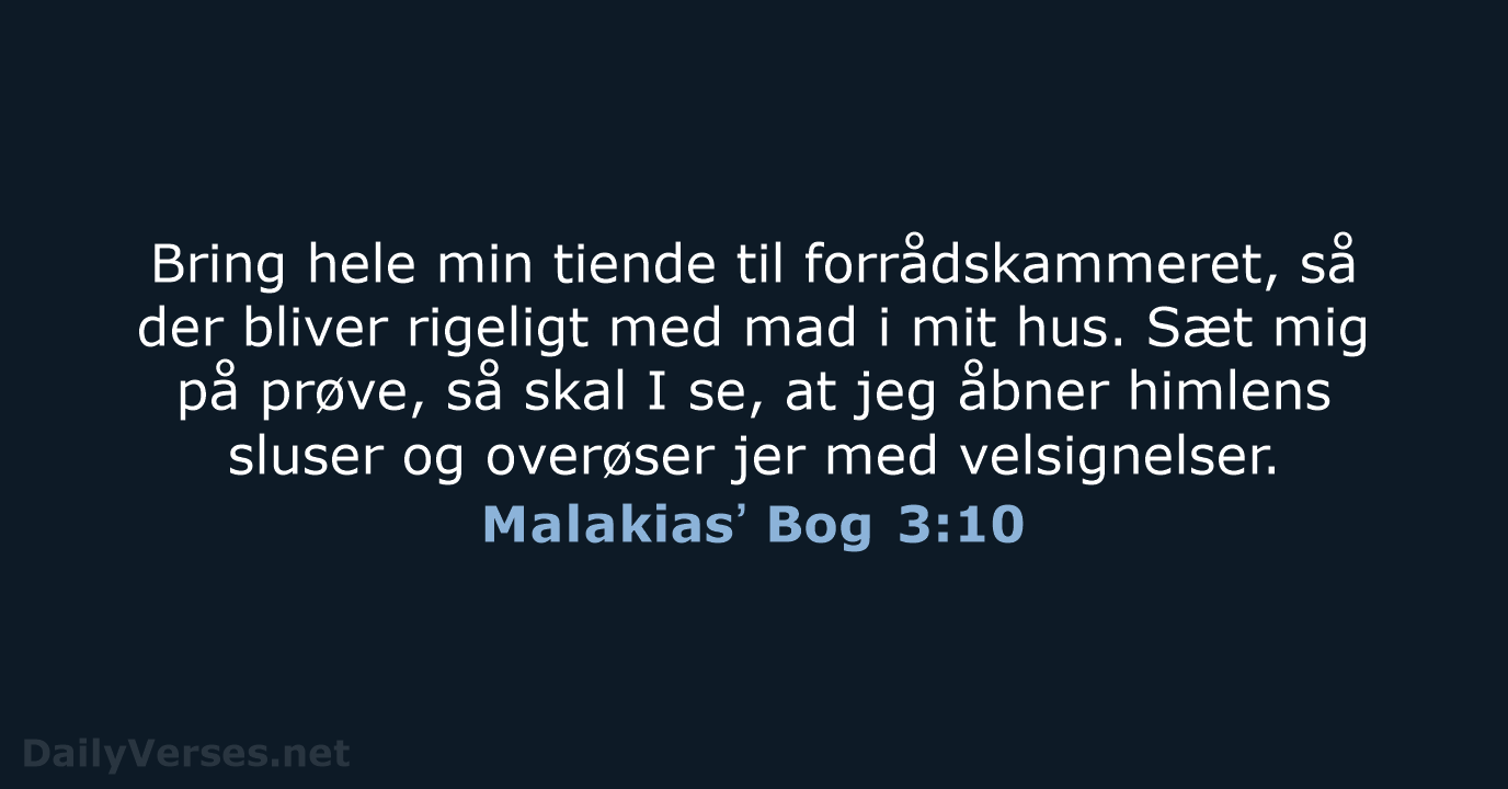 Malakiasʼ Bog 3:10 - BDAN