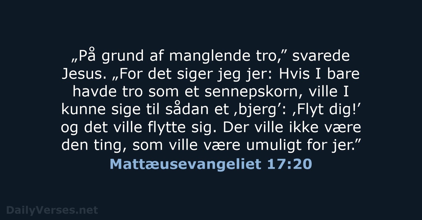 Mattæusevangeliet 17:20 - BDAN