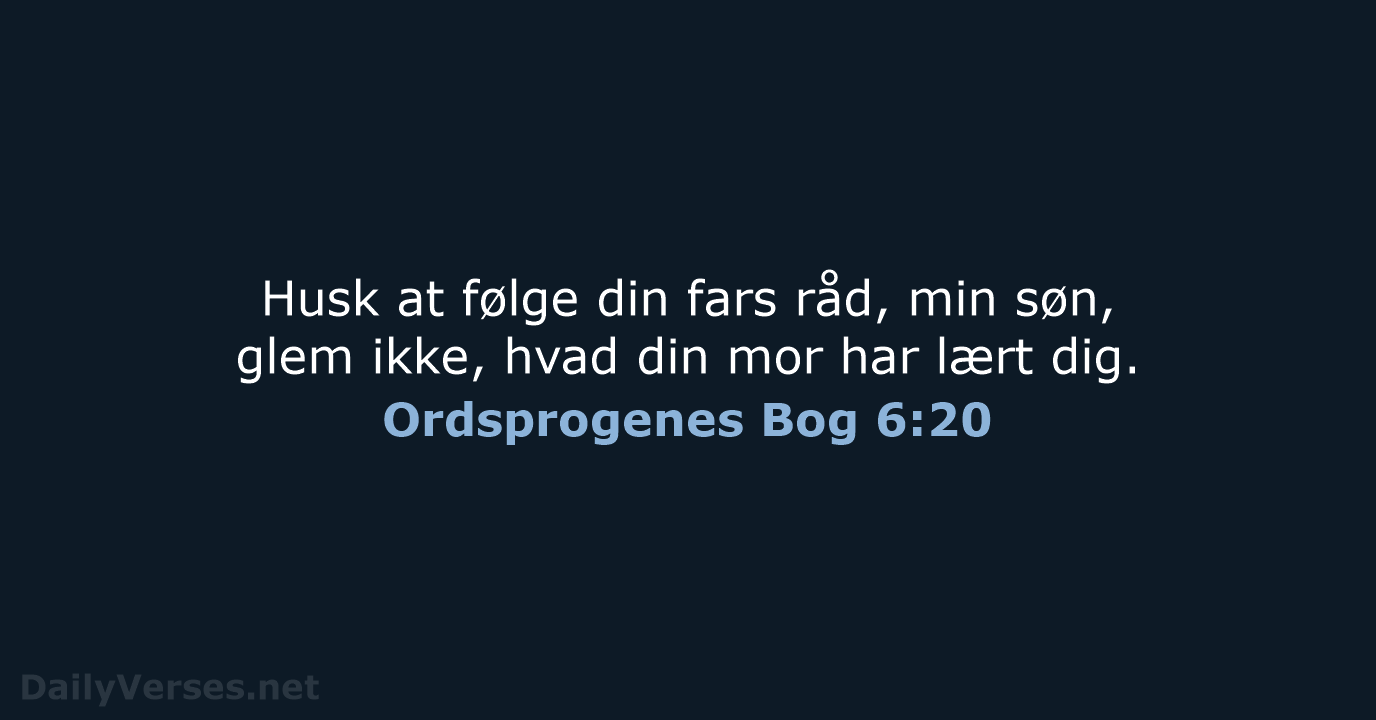 Ordsprogenes Bog 6:20 - BDAN