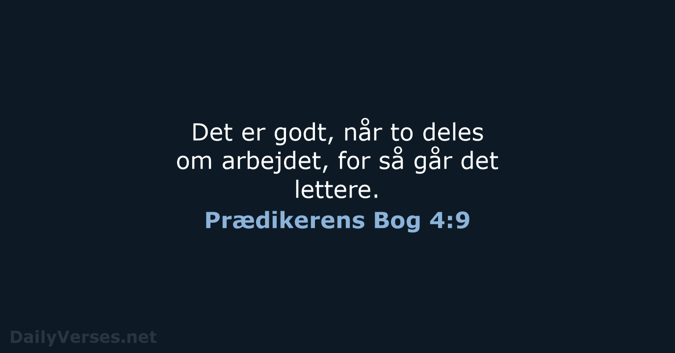 Prædikerens Bog 4:9 - BDAN