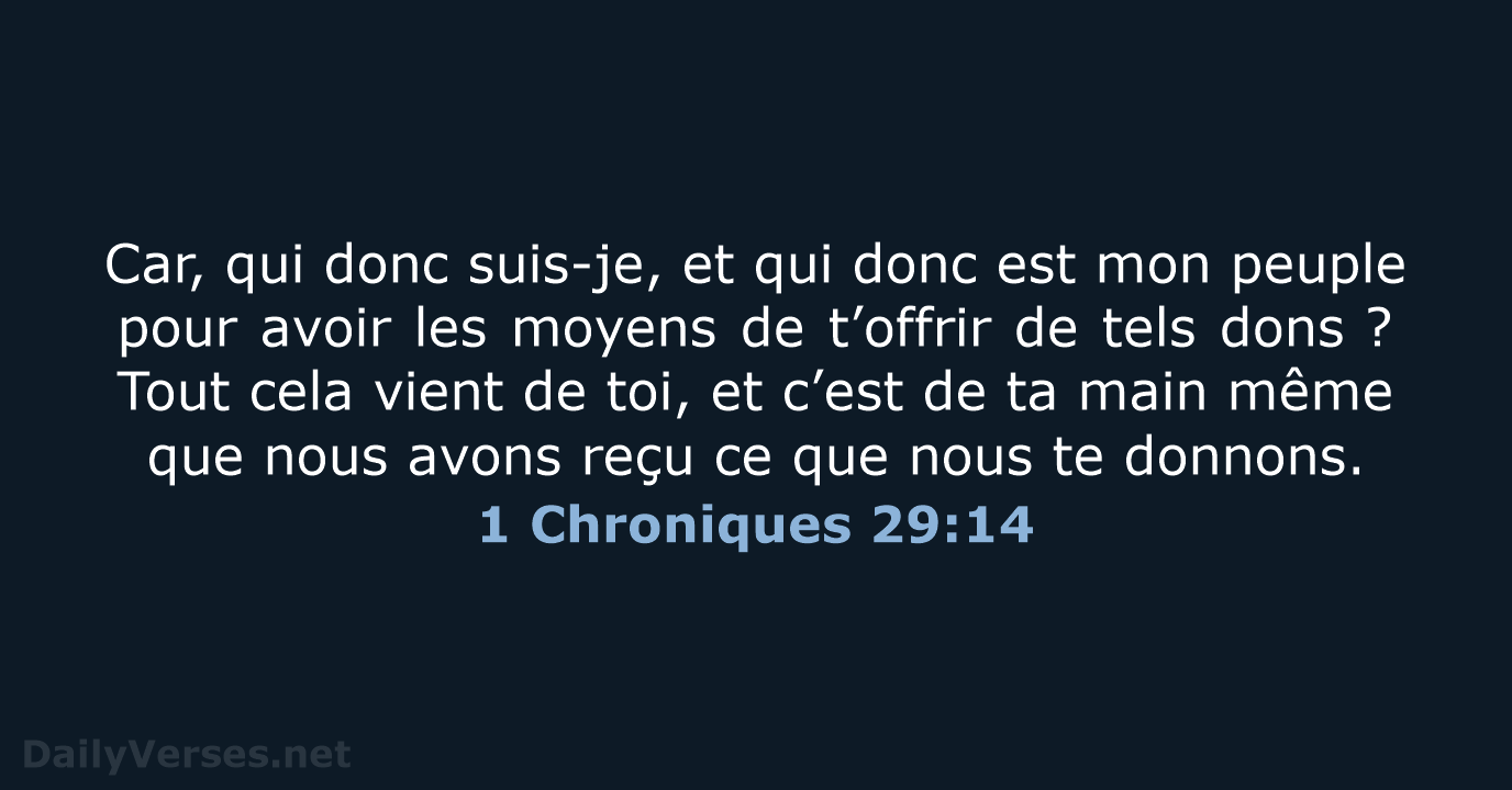 1 Chroniques 29:14 - BDS