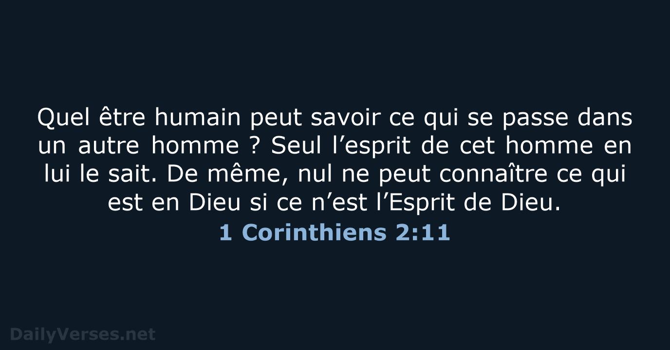 1 Corinthiens 2:11 - BDS