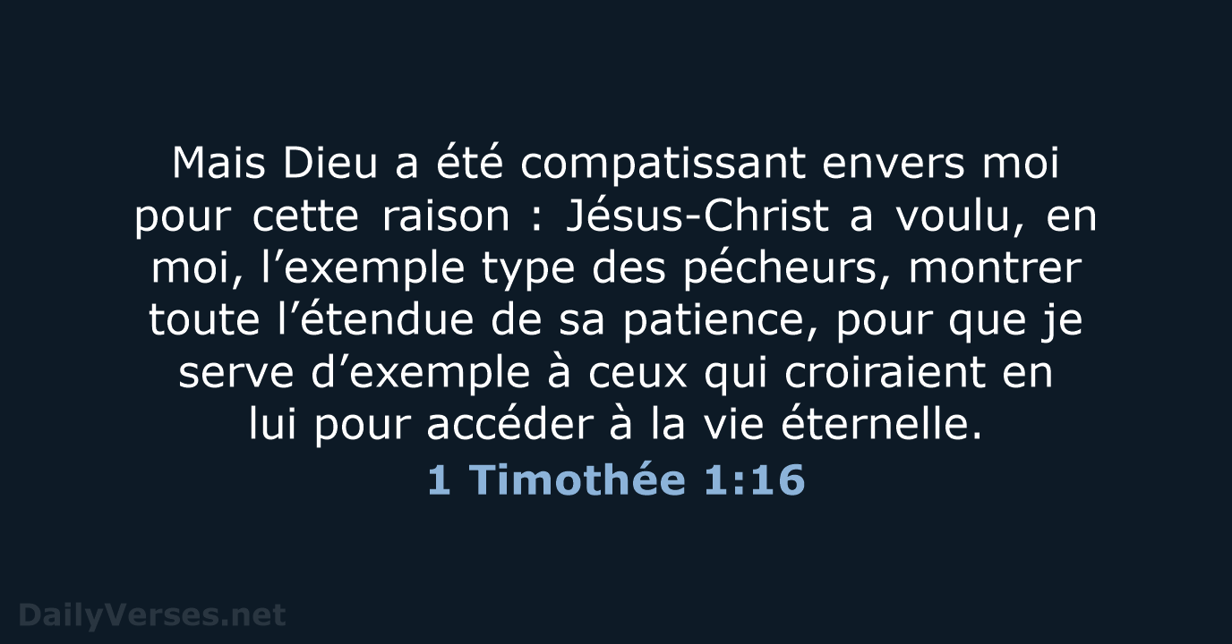 1 Timothée 1:16 - BDS